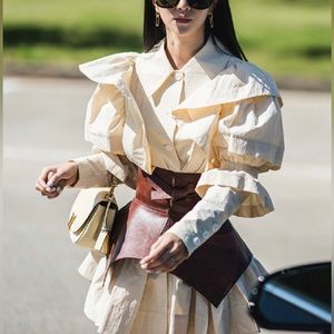 MOVING SALE 50% Off     K drama summer shirt and corset belt fits size 6-8